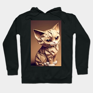 Cute Cat Portrait Paper Art Style Hoodie